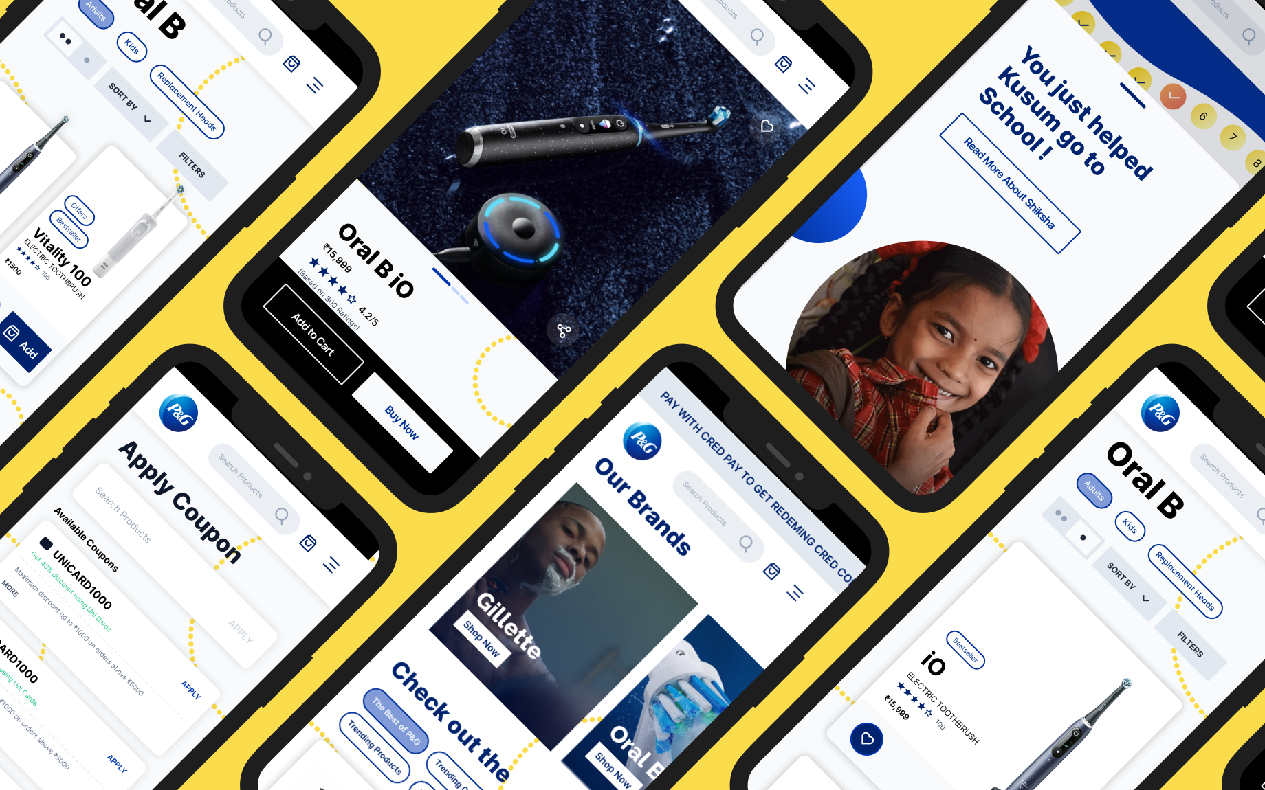 Device mockup montage of PG Shop 4.0 across mobile screens